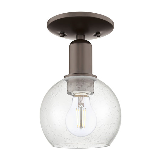 Innovations Athens 6in 1-Light Semi-Flush Mount | Industrial Oil Rubbed Bronze Steel and Seedy Glass | Entryway & Hallway | 5.88 | Model 716-1C-OB-G124-6