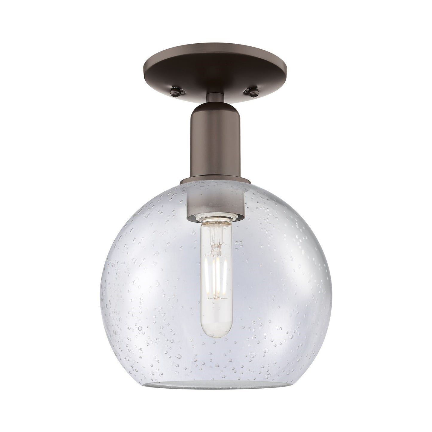 Innovations Athens 8in 1-Light Semi-Flush Mount | Industrial Oil Rubbed Bronze Steel and Seedy Glass | Hallway & Entryway | 8 x | Model 716-1C-OB-G124-8