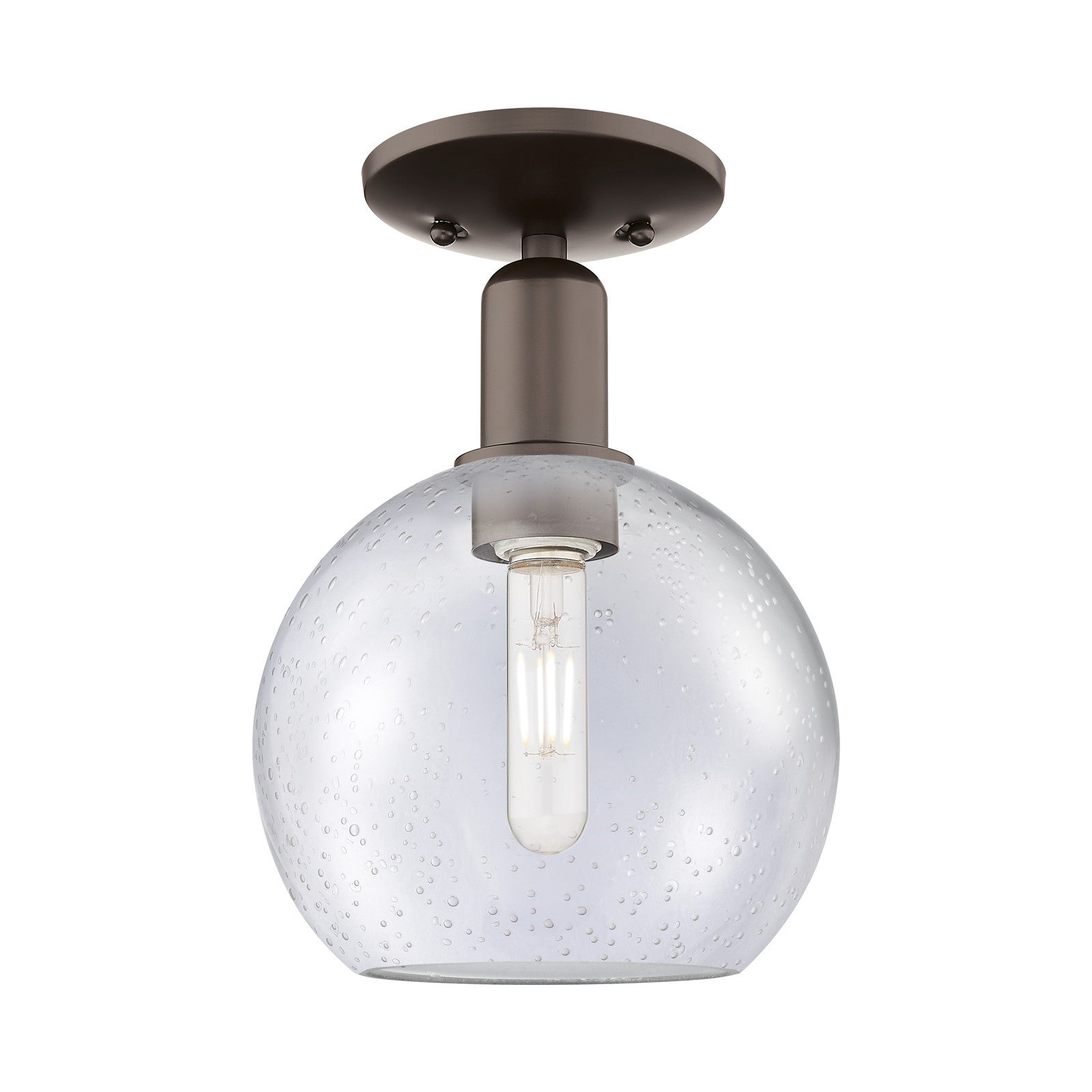 Innovations Athens 8in 1-Light Semi-Flush Mount | Industrial Oil Rubbed Bronze Steel and Seedy Glass | Hallway & Entryway | 8 x | Model 716-1C-OB-G124-8