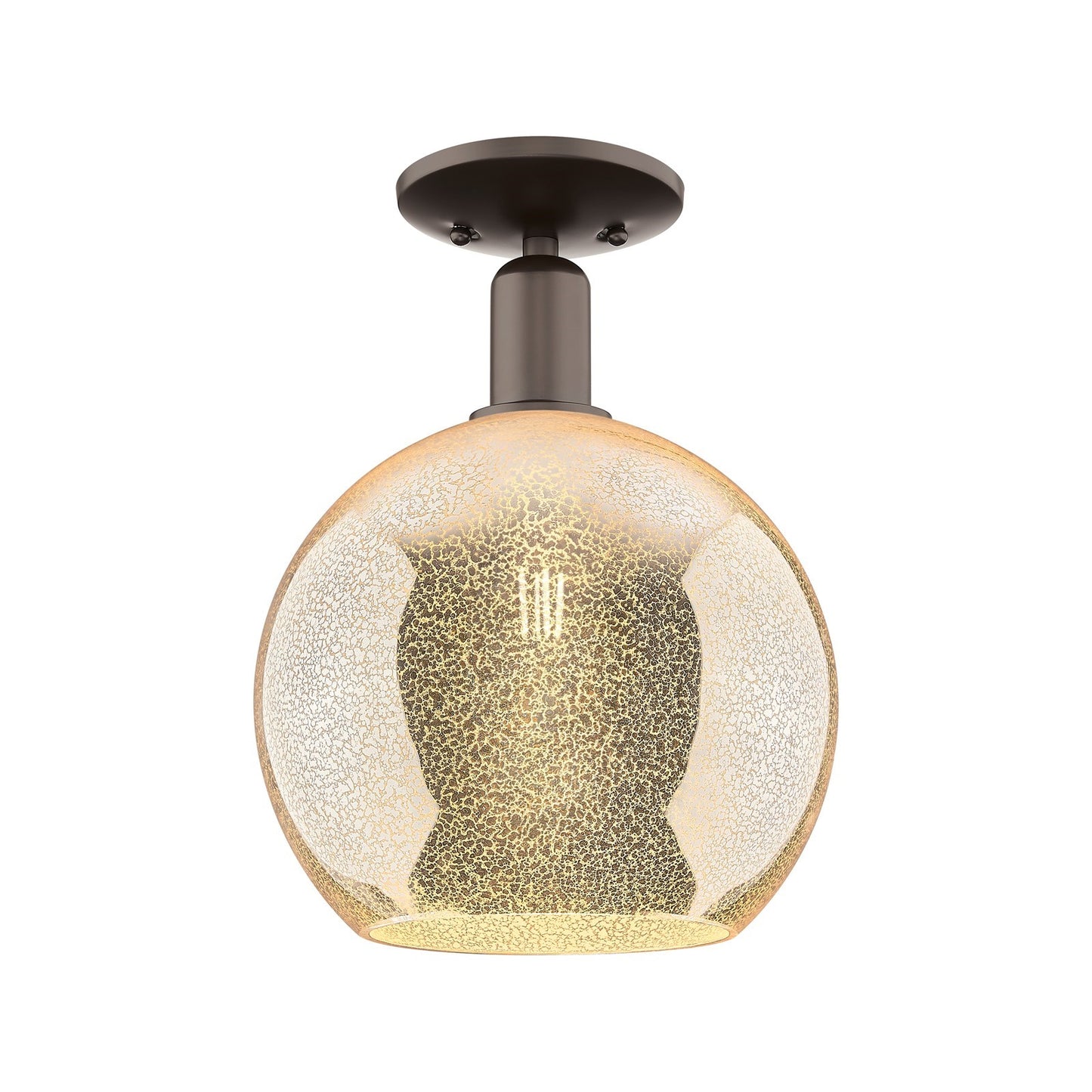 Innovations Athens 10in 1-Light Semi-Flush Mount | Industrial Oil Rubbed Bronze Steel and Mercury Glass | Entryway & Hallway | Model 716-1C-OB-G128-10