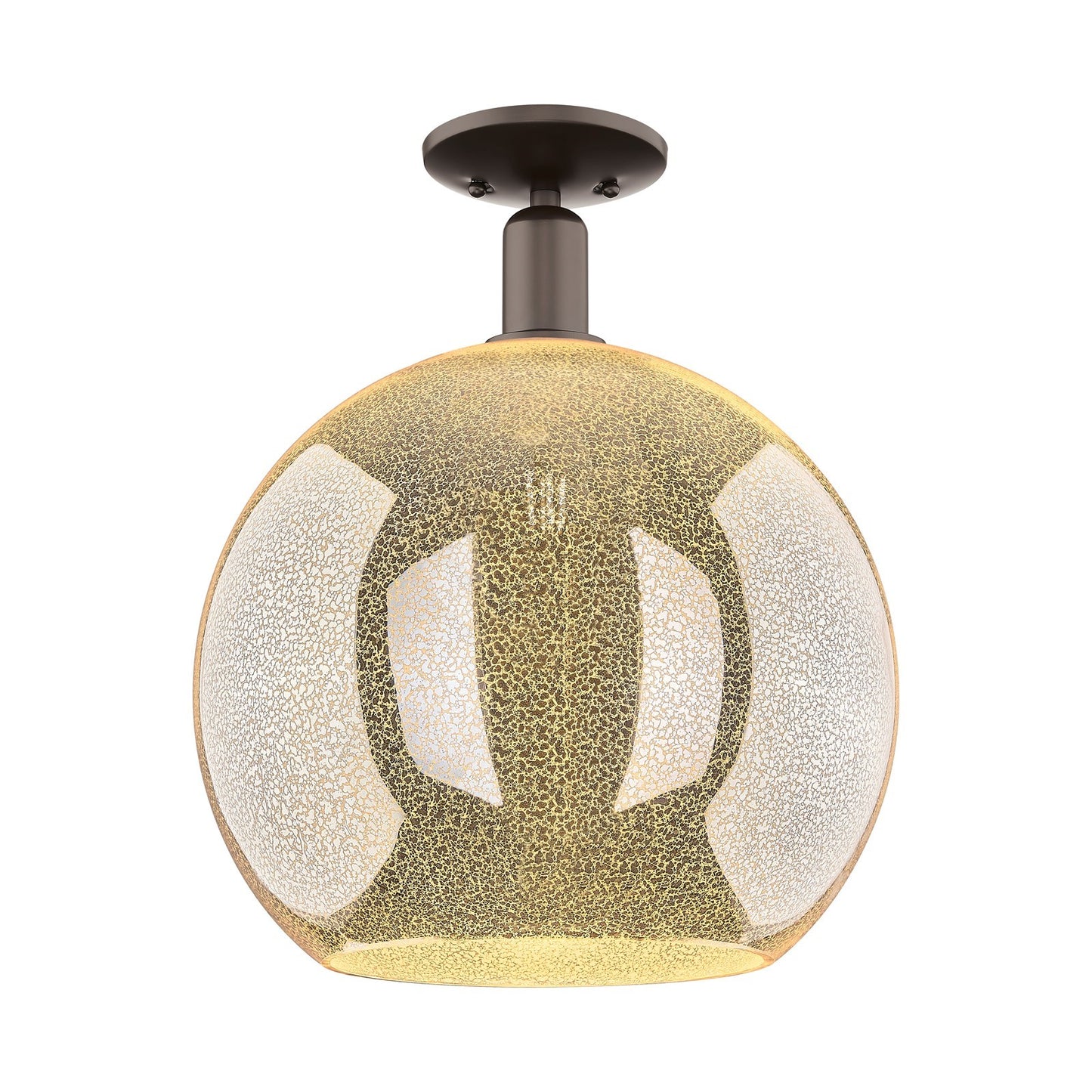 Innovations Athens 14in 1-Light Semi-Flush Mount | Industrial Oil Rubbed Bronze Steel and Mercury Glass | Entryway & Hallway | Model 716-1C-OB-G128-14
