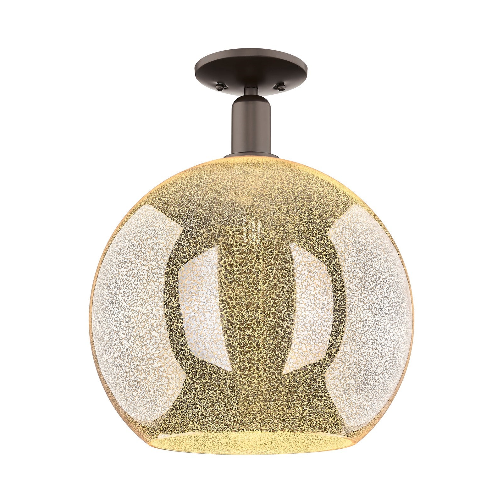 Innovations Athens 14in 1-Light Semi-Flush Mount | Industrial Oil Rubbed Bronze Steel and Mercury Glass | Entryway & Hallway | Model 716-1C-OB-G128-14