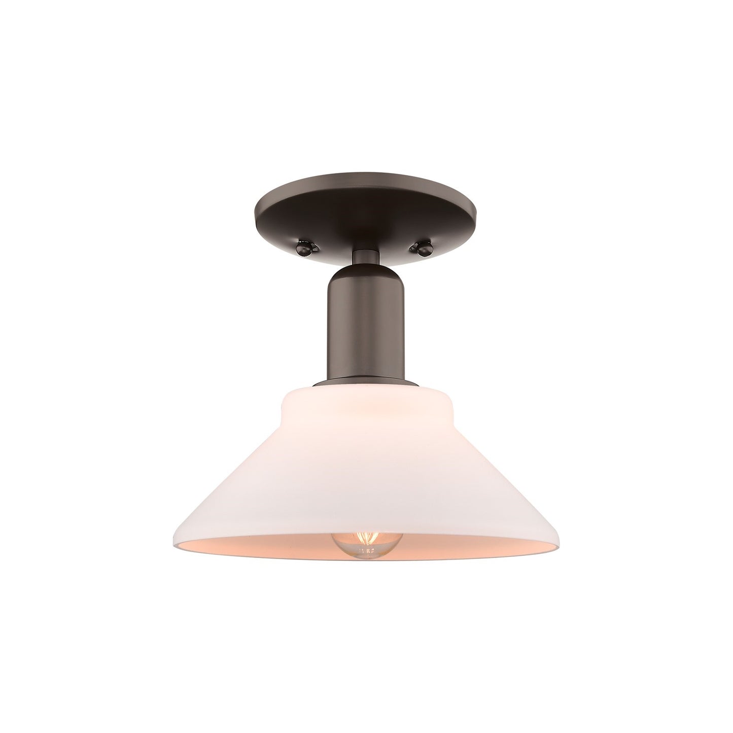 Innovations Orwell 8.375in 1-Light Semi-Flush Mount | Industrial Oil Rubbed Bronze Steel and Matte White Glass | Entryway & Hallway | Model 716-1C-OB-G131