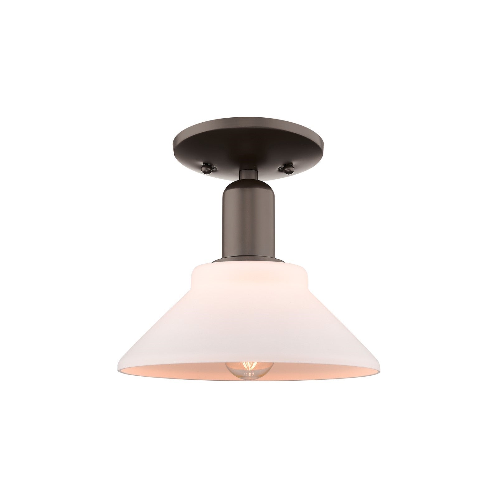 Innovations Orwell 8.375in 1-Light Semi-Flush Mount | Industrial Oil Rubbed Bronze Steel and Matte White Glass | Entryway & Hallway | Model 716-1C-OB-G131
