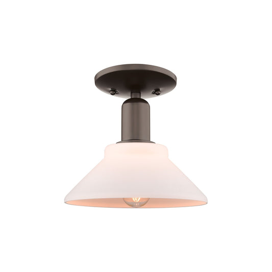 Innovations Orwell 8.375in 1-Light Semi-Flush Mount | Industrial Oil Rubbed Bronze Steel and Matte White Glass | Entryway & Hallway | Model 716-1C-OB-G131