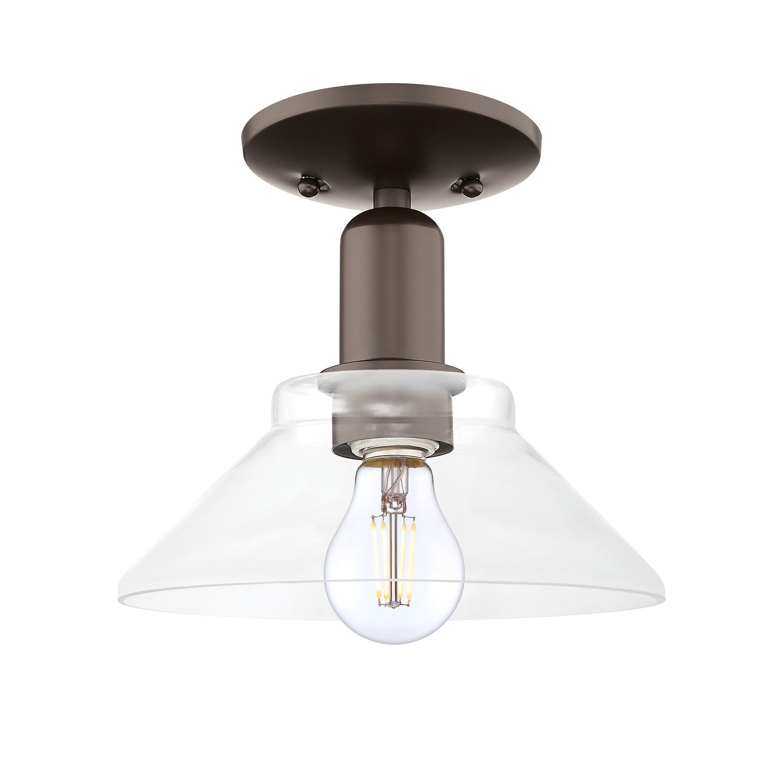 Innovations Orwell 8.38in 1-Light Semi-Flush Mount | Industrial Oil Rubbed Bronze Steel and Clear Glass | Hallway & Entryway | 8.38 | Model 716-1C-OB-G132