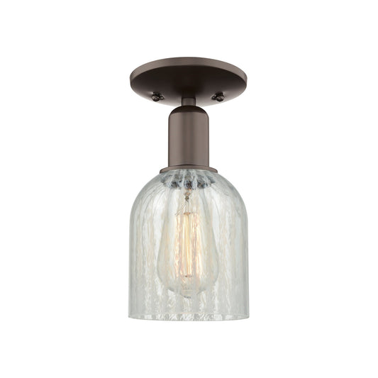 Innovations Caledonia 5in 1-Light Semi-Flush Mount | Industrial Oil Rubbed Bronze Steel and Mouchette Glass | Entryway & Hallway | Model 716-1C-OB-G2511