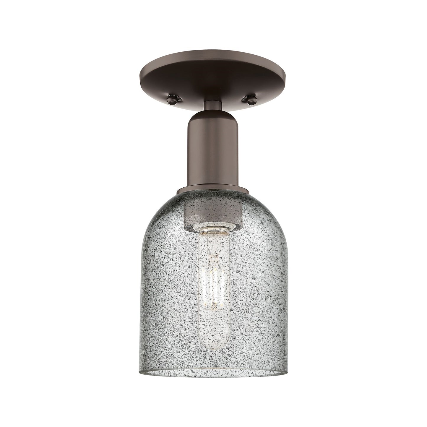 Innovations Caledonia 5in 1-Light Semi-Flush Mount | Industrial Oil Rubbed Bronze Steel and Charcoal Glass | Entryway & Hallway | 5 | Model 716-1C-OB-G257