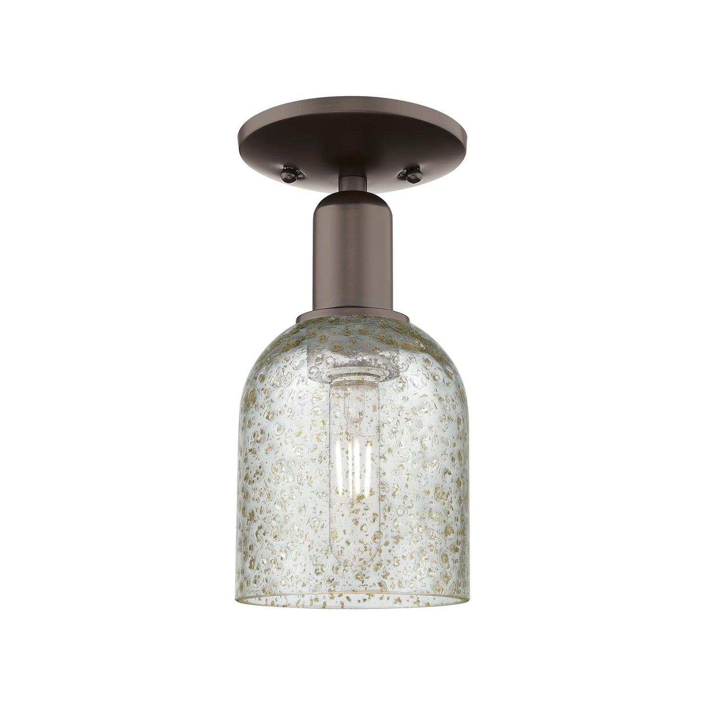 Innovations Caledonia 5in 1-Light Semi-Flush Mount | Industrial Oil Rubbed Bronze Steel and Mica Glass | Damp Location Hallway & | Model 716-1C-OB-G259