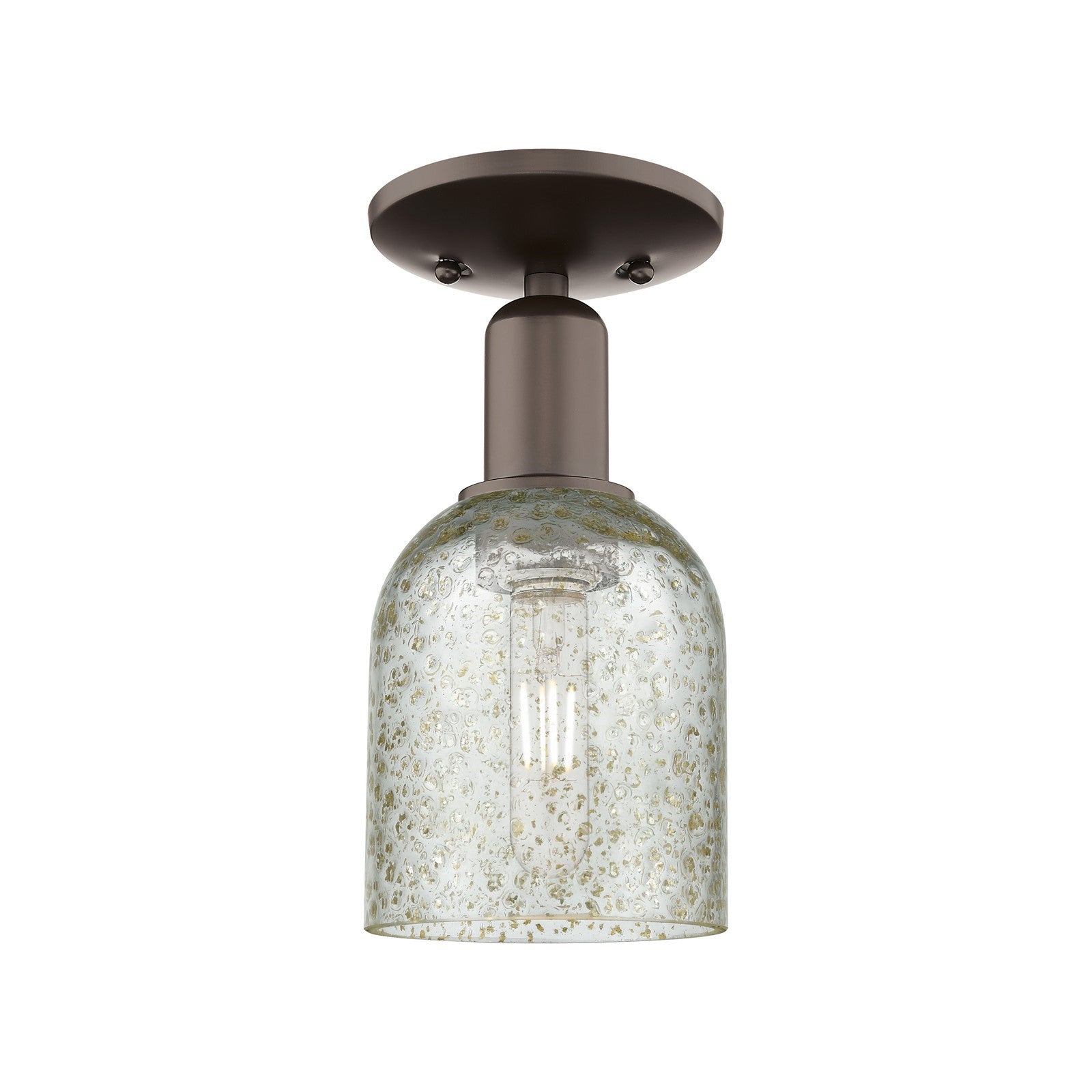 Innovations Caledonia 5in 1-Light Semi-Flush Mount | Industrial Oil Rubbed Bronze Steel and Mica Glass | Damp Location Hallway & | Model 716-1C-OB-G259