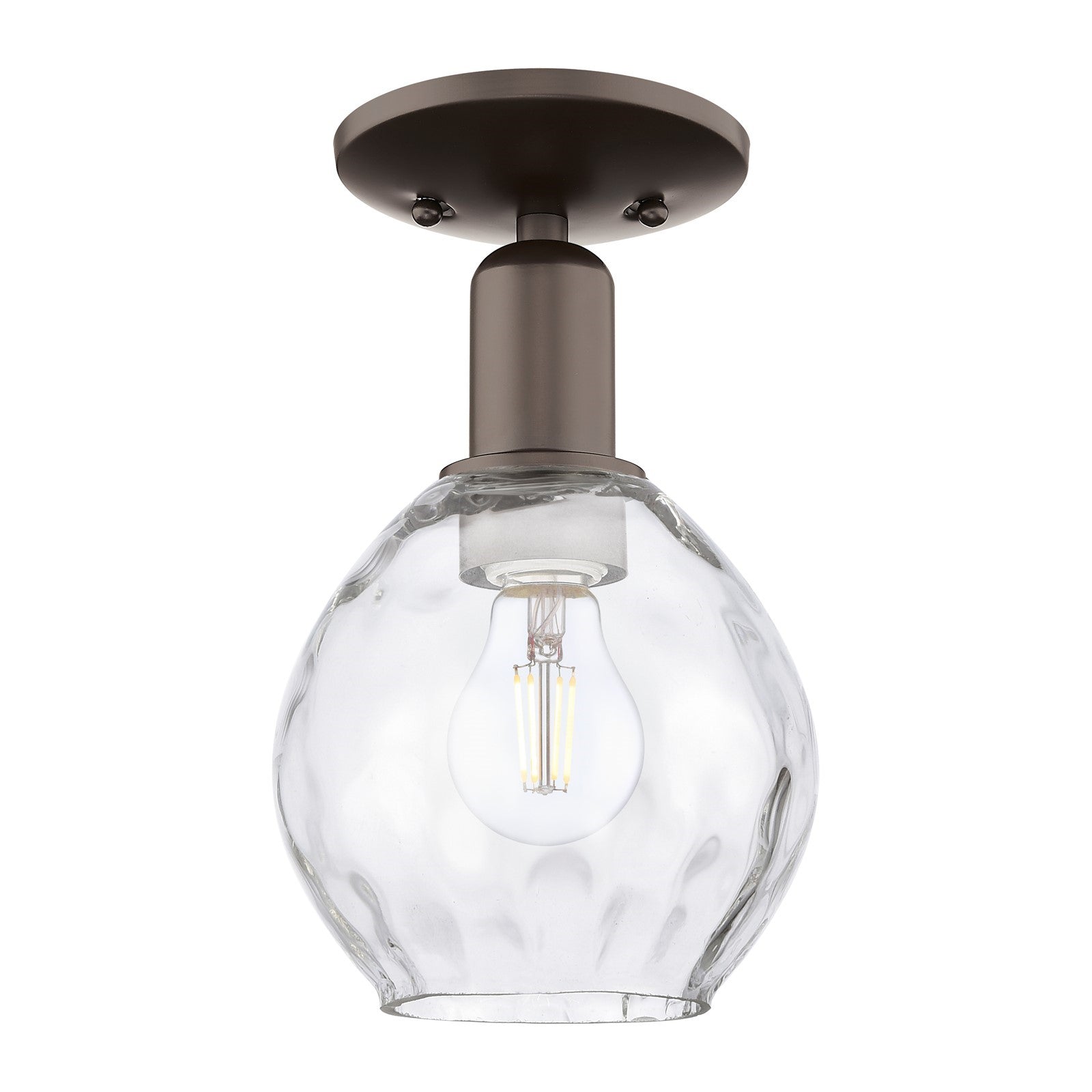 Innovations Waverly 6in 1-Light Semi-Flush Mount | Industrial Oil Rubbed Bronze Steel and Clear Water Glass | Entryway & Hallway | Model 716-1C-OB-G362