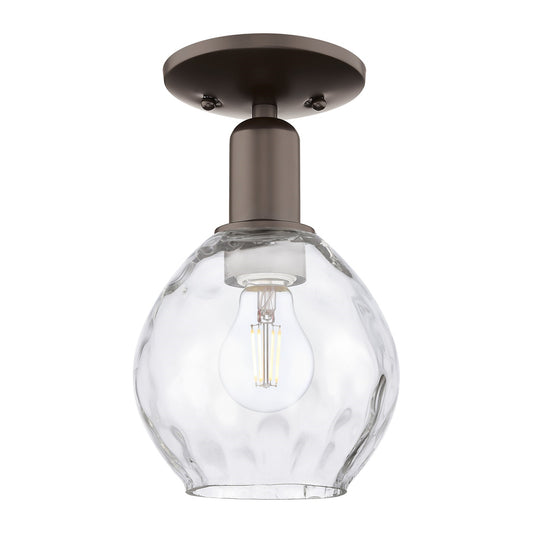 Innovations Waverly 6in 1-Light Semi-Flush Mount | Industrial Oil Rubbed Bronze Steel and Clear Water Glass | Entryway & Hallway | Model 716-1C-OB-G362