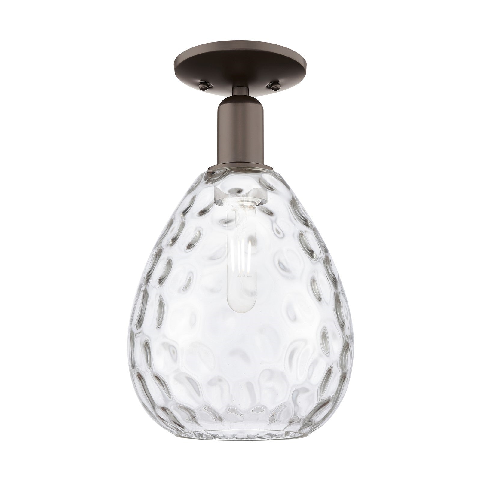 Innovations Waverly 8in 1-Light Semi-Flush Mount | Industrial Oil Rubbed Bronze Steel and Clear Glass | Entryway & Hallway | 8 x | Model 716-1C-OB-G372