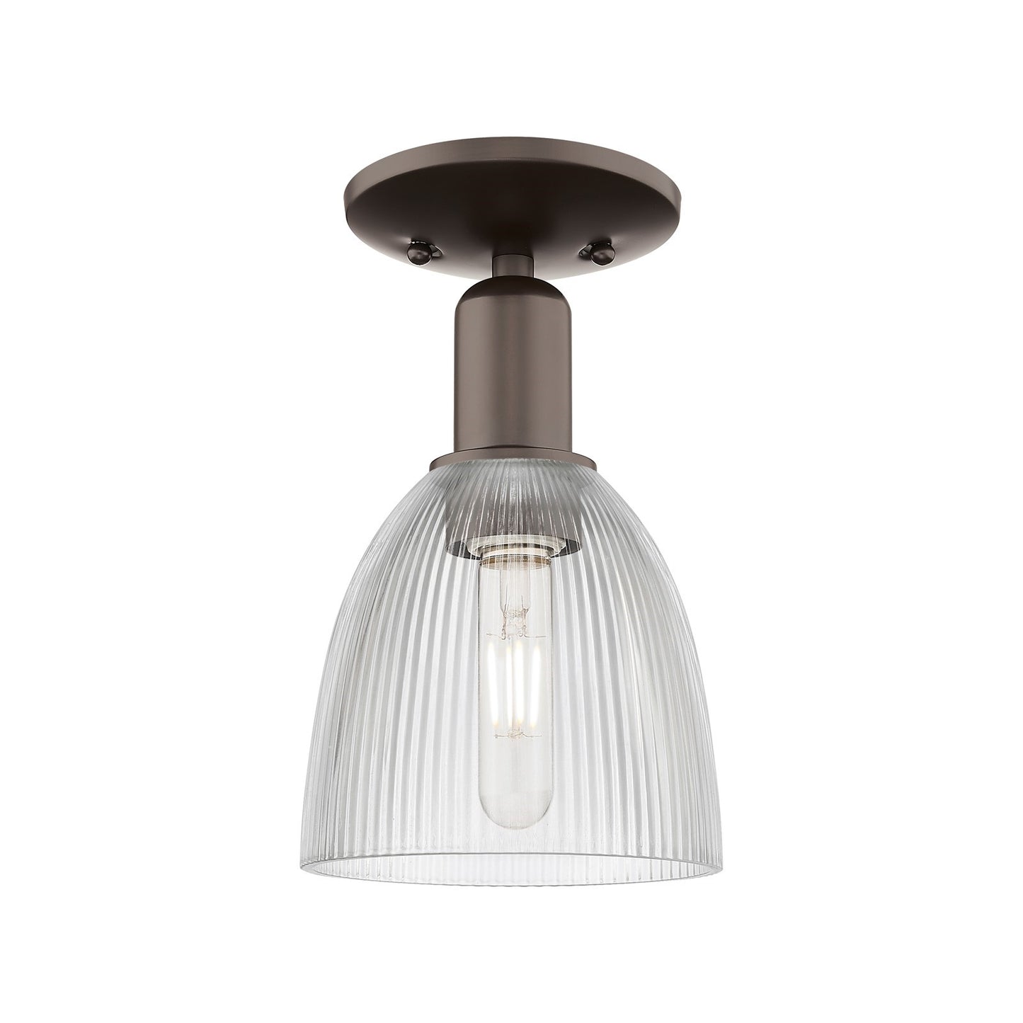 Innovations Castile 6in 1-Light Semi-Flush Mount | Industrial Oil Rubbed Bronze Steel and Clear Glass | Hallway & Entryway | 6 x 6 | Model 716-1C-OB-G382