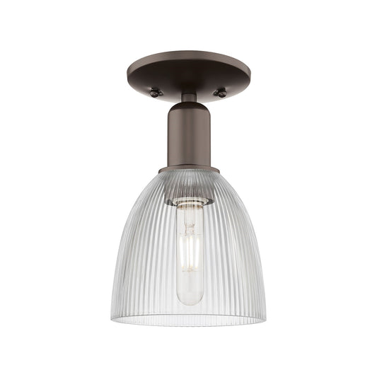 Innovations Castile 6in 1-Light Semi-Flush Mount | Industrial Oil Rubbed Bronze Steel and Clear Glass | Hallway & Entryway | 6 x 6 | Model 716-1C-OB-G382