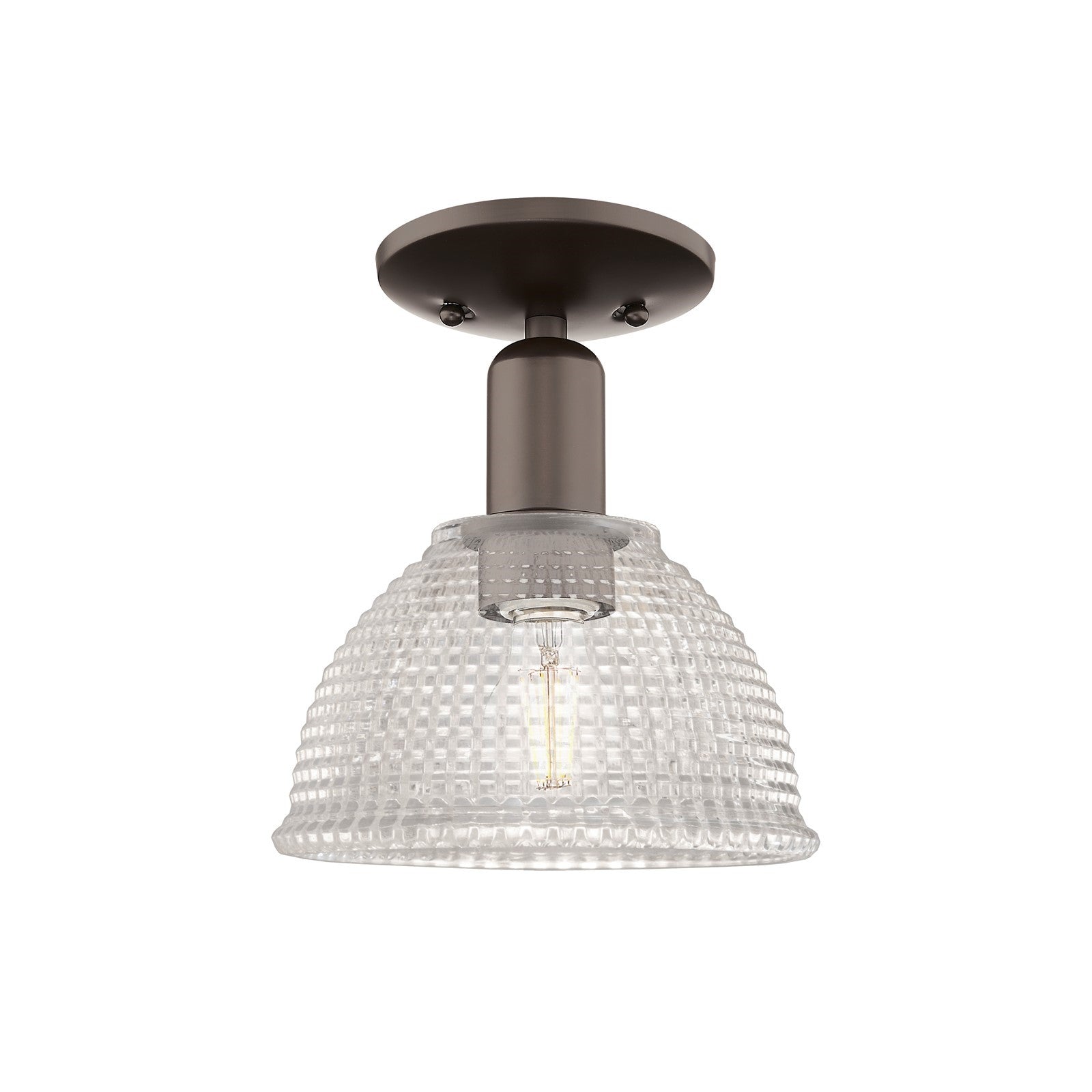 Innovations Arietta 8in 1-Light Semi-Flush Mount | Industrial Oil Rubbed Bronze Steel and Clear Glass | Hallway & Entryway Damp | Model 716-1C-OB-G422