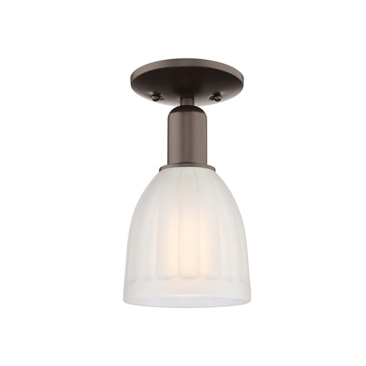Innovations Brookfield 6in 1-Light Semi-Flush Mount | Industrial Oil Rubbed Bronze Steel and White Frosted Ribbed Glass | Damp | Model 716-1C-OB-G441