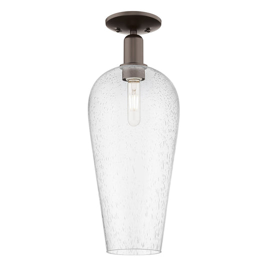 Innovations Chelsea 8in 1-Light Semi-Flush Mount | Industrial Oil Rubbed Bronze Steel and Seedy Glass | Entryway & Hallway | 8 | Model 716-1C-OB-G456-8SDY