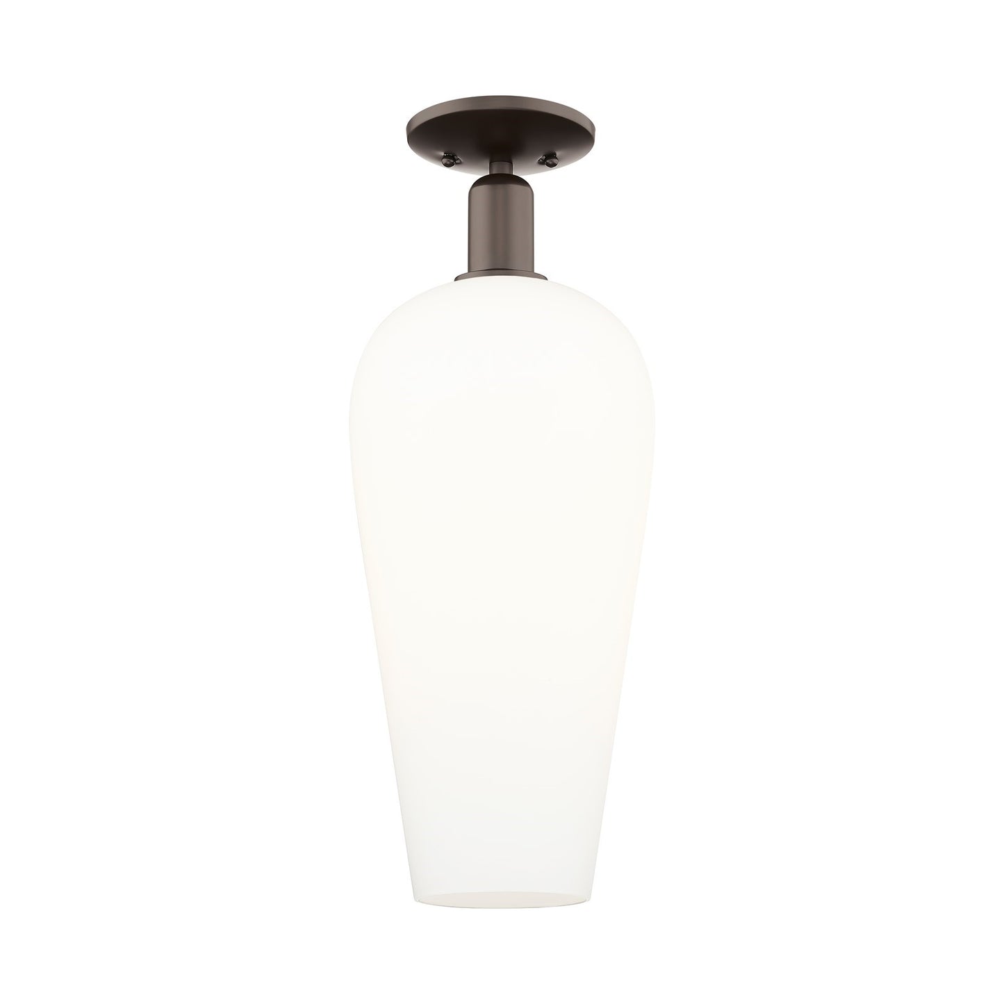 Innovations Chelsea 8in 1-Light Semi-Flush Mount | Industrial Oil Rubbed Bronze Steel and White Glass | Entryway & Hallway | 8 | Model 716-1C-OB-G456-8WH