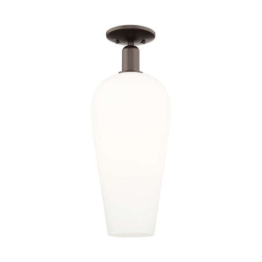 Innovations Chelsea 8in 1-Light Semi-Flush Mount | Industrial Oil Rubbed Bronze Steel and White Glass | Entryway & Hallway | 8 | Model 716-1C-OB-G456-8WH