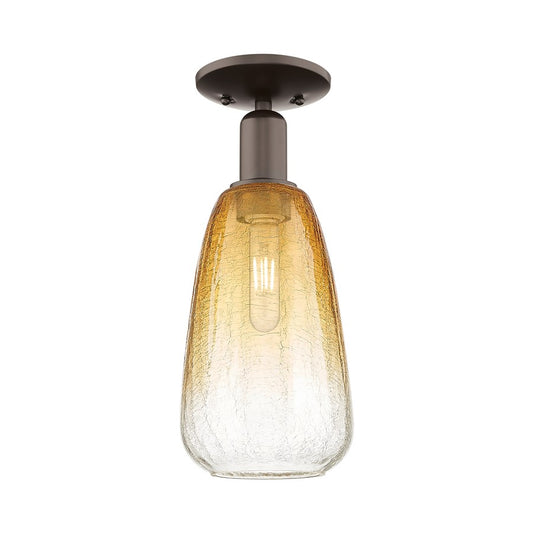 Innovations Brookhaven Almond 1Lt 6" Semi-Flush, OB/Amber - 716-1C-OB-G480-6AM