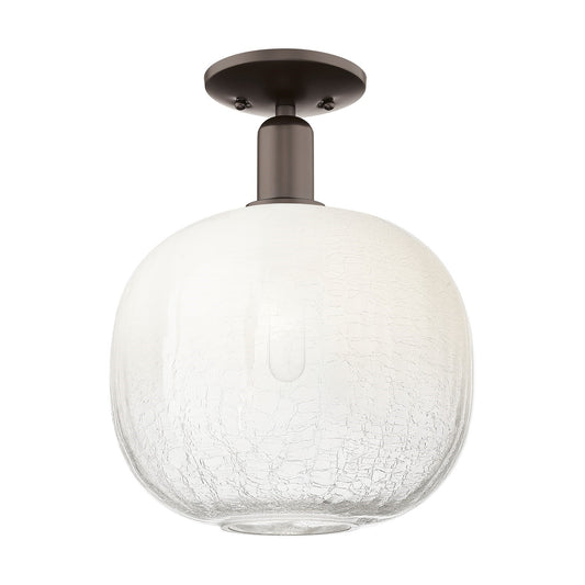 Innovations Brookhaven Sphere 10.5in 1-Light Semi-Flush Mount | Industrial Oil Rubbed Bronze Steel and Opal Glass | Damp-Rated | Model 716-1C-OB-G481-10OP