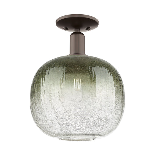 Innovations Brookhaven Sphere 10.5in 1-Light Semi-Flush Mount | Industrial Oil Rubbed Bronze and Slate Glass | Damp Rated | Model 716-1C-OB-G481-10SL