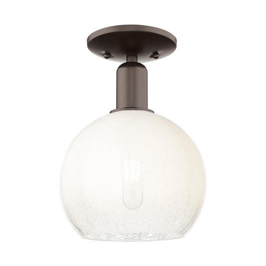 Innovations Brookhaven Globe 8in 1-Light Semi-Flush Mount | Industrial Oil Rubbed Bronze Steel and Opal Glass | Entryway & | Model 716-1C-OB-G483-8OP