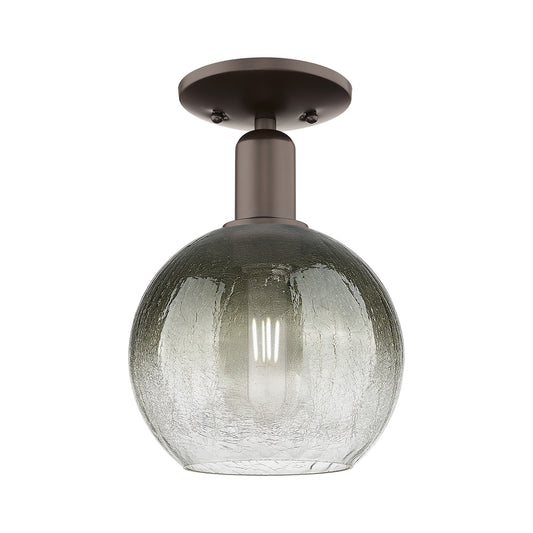Innovations Brookhaven Globe 8in 1-Light Semi-Flush Mount | Industrial Oil Rubbed Bronze Steel and Slate Glass | Entryway & | Model 716-1C-OB-G483-8SL