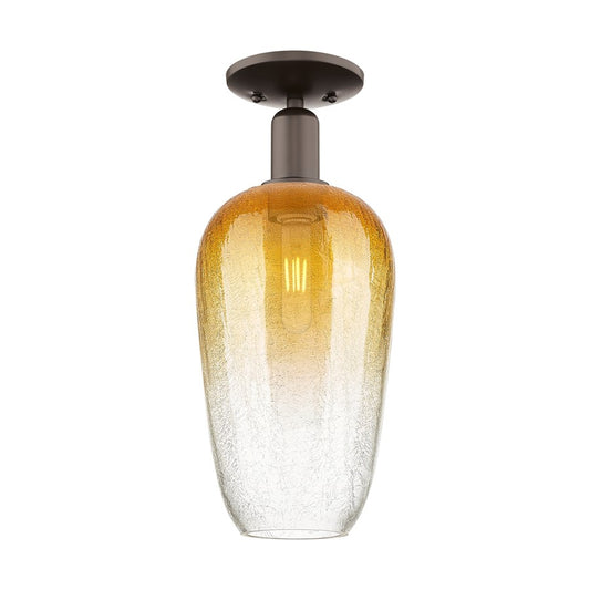 Innovations Brookhaven Flute 1Lt 7" Semi-Flush, OB/Amber - 716-1C-OB-G484-7AM