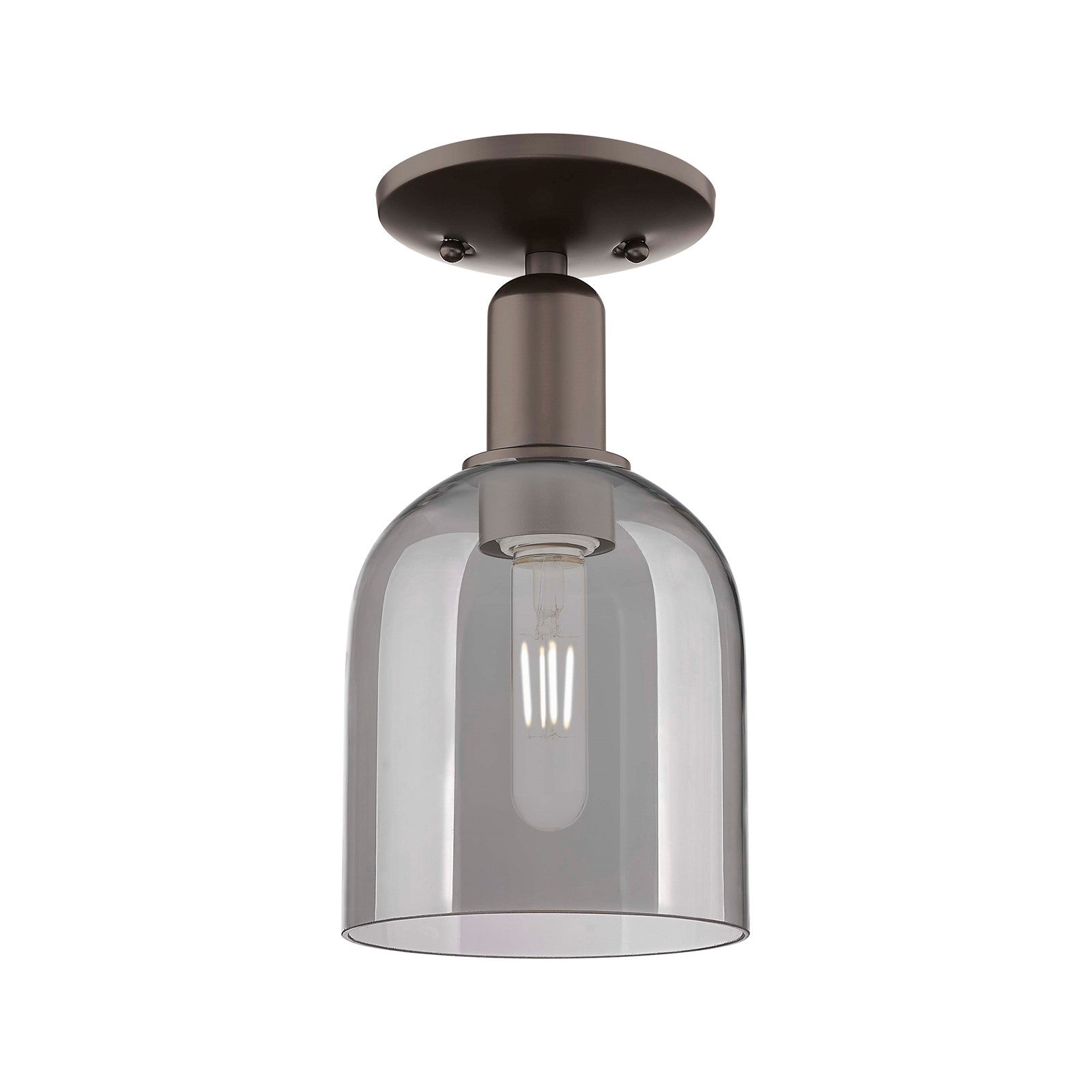 Innovations Bella 6in 1-Light Semi-Flush Mount | Industrial Oil Rubbed Bronze Steel and Light Smoke Glass | Entryway & Hallway | Model 716-1C-OB-G558-6SM