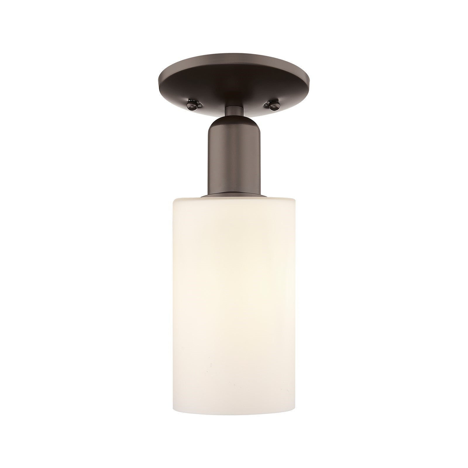 Innovations Clymer 4in 1-Light Semi-Flush Mount | Industrial Oil Rubbed Bronze Steel and Matte White Glass | Hallway & Entryway | Model 716-1C-OB-G801