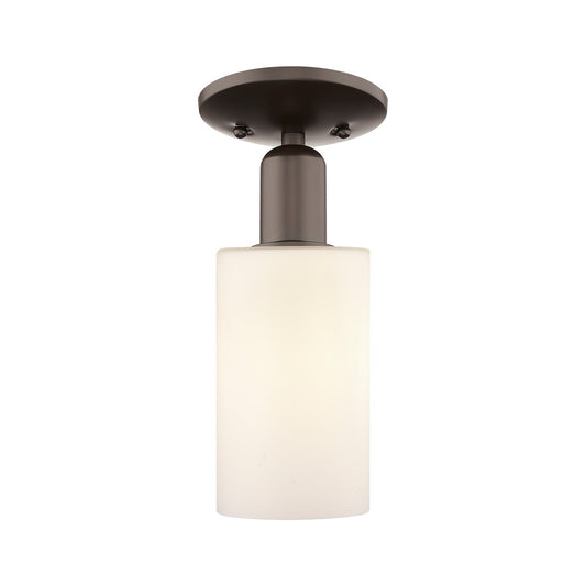 Innovations Clymer 4in 1-Light Semi-Flush Mount | Industrial Oil Rubbed Bronze Steel and Matte White Glass | Hallway & Entryway | Model 716-1C-OB-G801