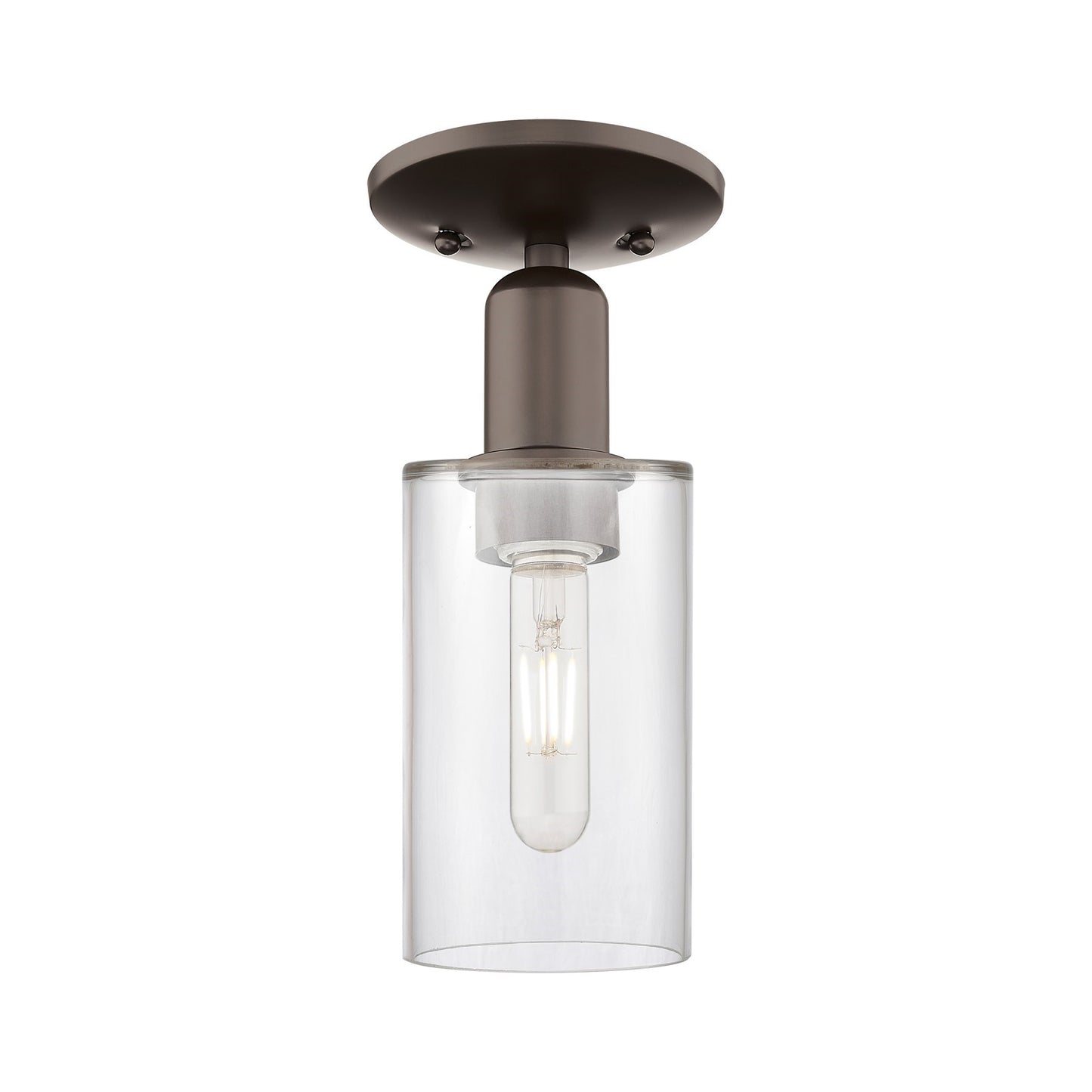 Innovations Clymer 4in 1-Light Semi-Flush Mount | Industrial Oil Rubbed Bronze Steel and Clear Glass | Entryway & Hallway | 3.88 x | Model 716-1C-OB-G802