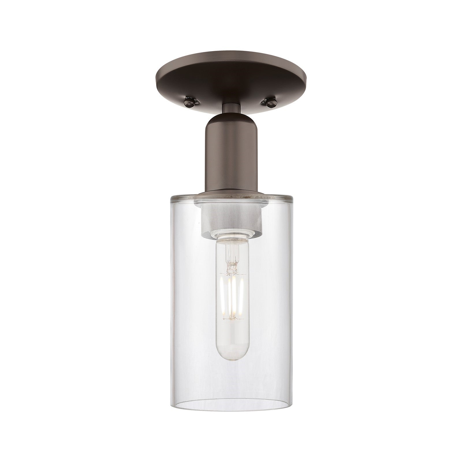 Innovations Clymer 4in 1-Light Semi-Flush Mount | Industrial Oil Rubbed Bronze Steel and Clear Glass | Entryway & Hallway | 3.88 x | Model 716-1C-OB-G802