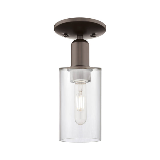 Innovations Clymer 4in 1-Light Semi-Flush Mount | Industrial Oil Rubbed Bronze Steel and Clear Glass | Entryway & Hallway | 3.88 x | Model 716-1C-OB-G802