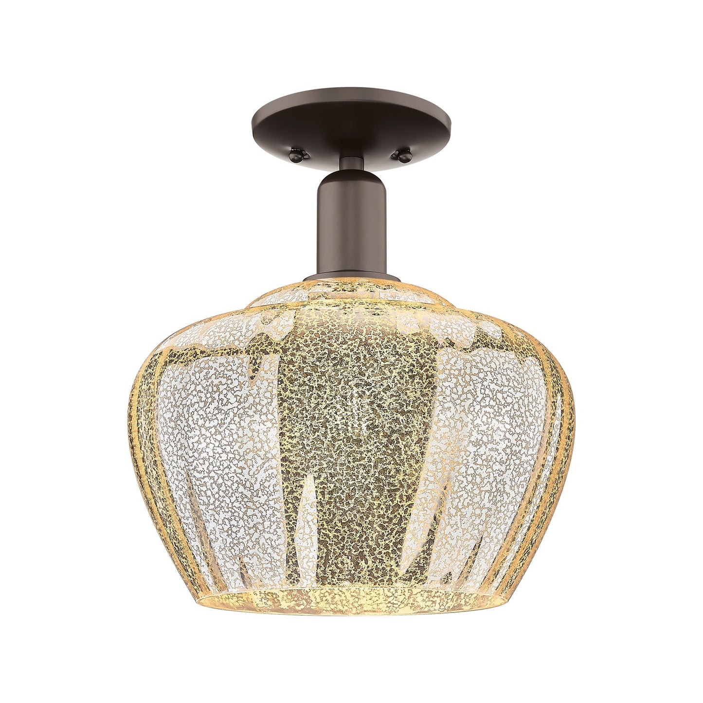 Innovations Fenton 11in 1-Light Semi-Flush Mount | Industrial Oil Rubbed Bronze Steel and Mercury Glass | Entryway & Hallway | 11 | Model 716-1C-OB-G96-L