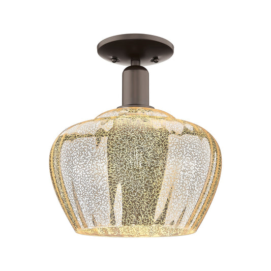 Innovations Fenton 11in 1-Light Semi-Flush Mount | Industrial Oil Rubbed Bronze Steel and Mercury Glass | Entryway & Hallway | 11 | Model 716-1C-OB-G96-L