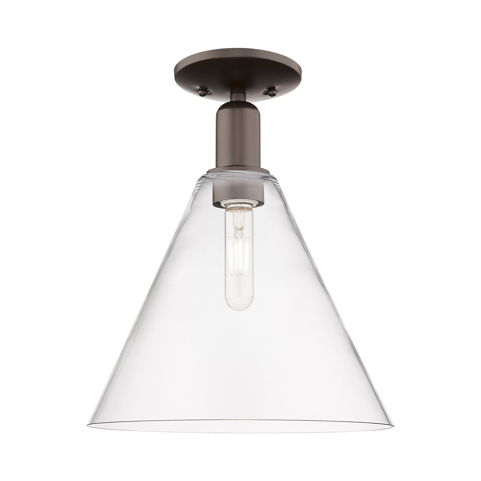 Innovations Berkshire Glass 12in 1-Light Semi-Flush Mount | Industrial Oil Rubbed Bronze Steel and Clear Glass | Hallway & | Model 716-1C-OB-GBC-122
