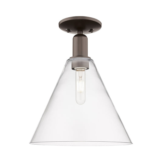 Innovations Berkshire Glass 12in 1-Light Semi-Flush Mount | Industrial Oil Rubbed Bronze Steel and Clear Glass | Hallway & | Model 716-1C-OB-GBC-122