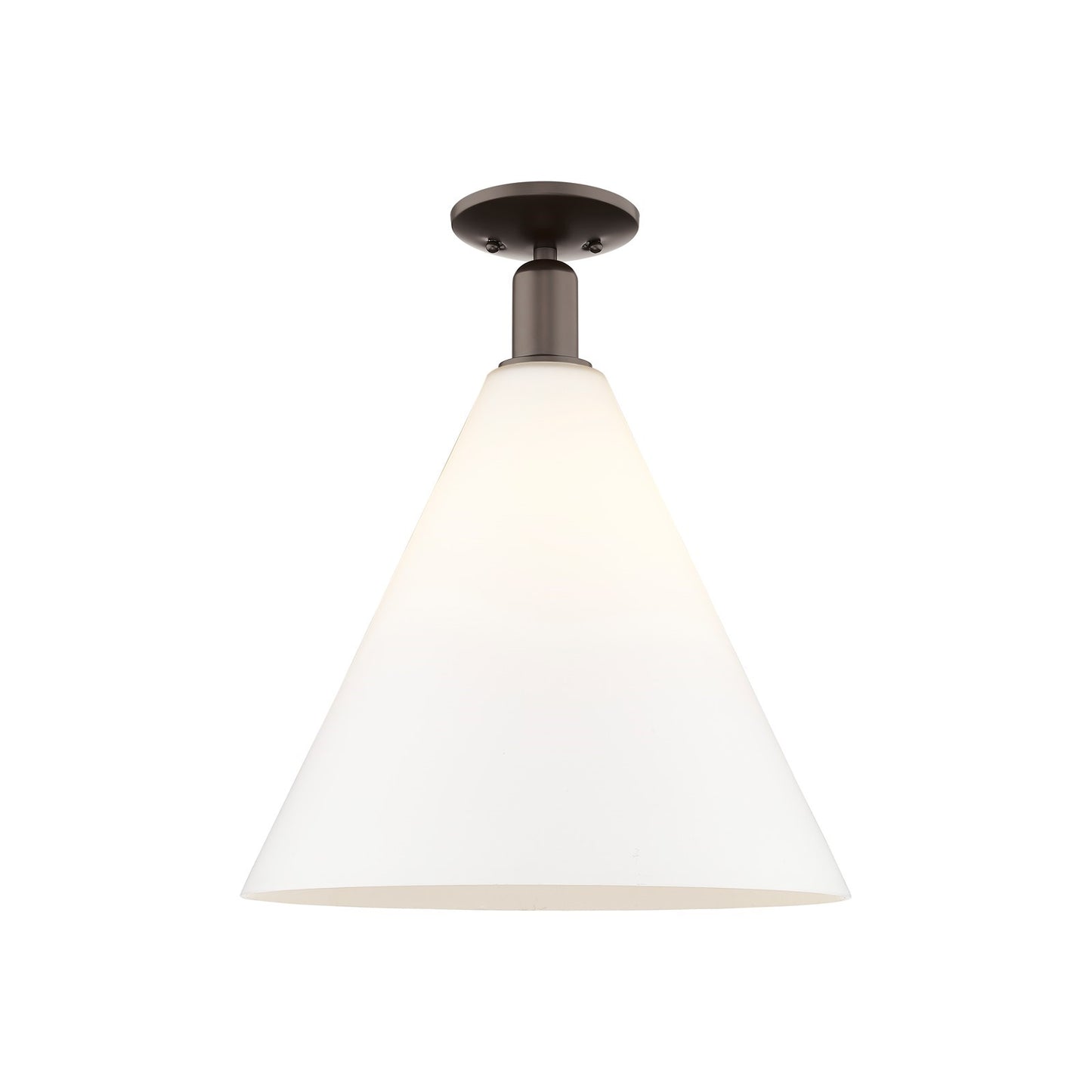 Innovations Berkshire Glass 16in 1-Light Semi-Flush Mount | Industrial Oil Rubbed Bronze Steel and Matte White Glass | Entryway | Model 716-1C-OB-GBC-161