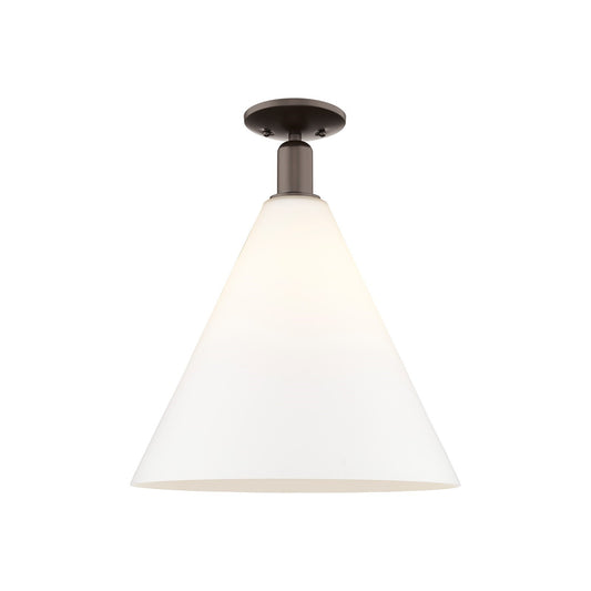 Innovations Berkshire Glass 16in 1-Light Semi-Flush Mount | Industrial Oil Rubbed Bronze Steel and Matte White Glass | Entryway | Model 716-1C-OB-GBC-161