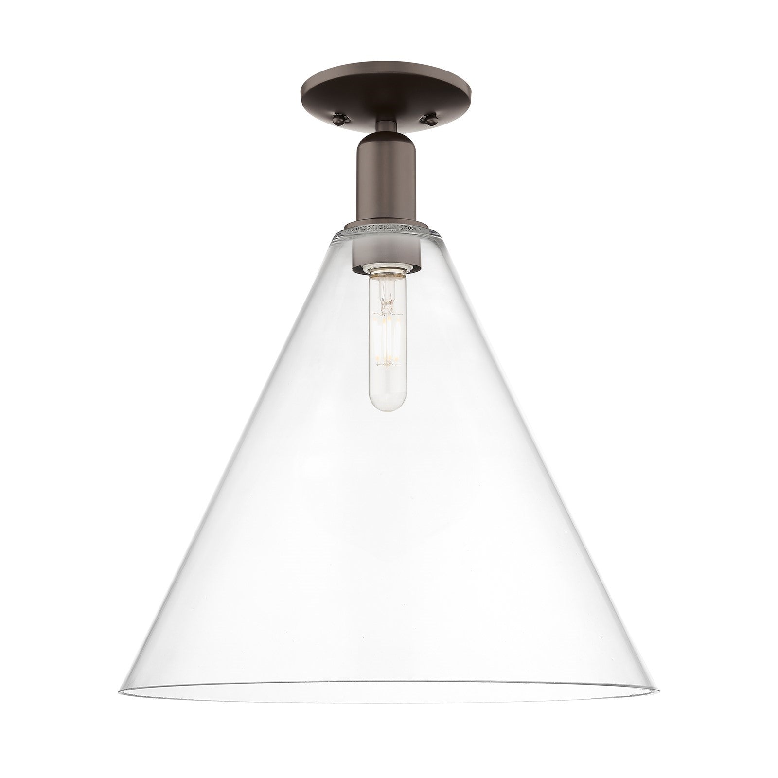 Innovations Berkshire 16in 1-Light Semi-Flush Mount | Industrial Oil Rubbed Bronze Steel and Clear Glass | Entryway & Hallway | Model 716-1C-OB-GBC-162