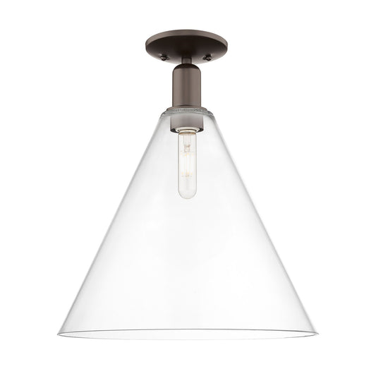 Innovations Berkshire 16in 1-Light Semi-Flush Mount | Industrial Oil Rubbed Bronze Steel and Clear Glass | Entryway & Hallway | Model 716-1C-OB-GBC-162