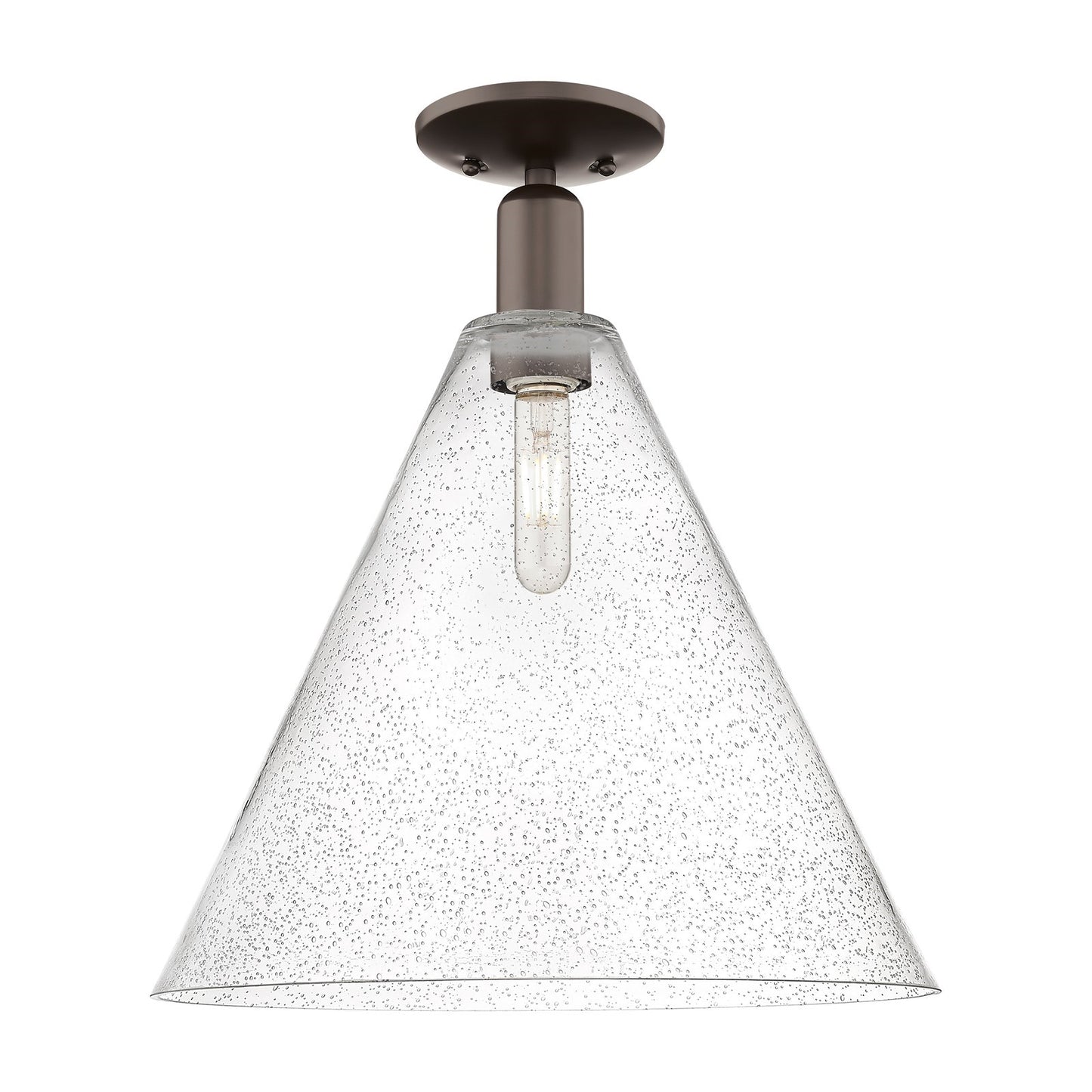 Innovations Berkshire Glass 16in 1-Light Semi-Flush Mount | Industrial Oil Rubbed Bronze Steel and Seedy Glass | Entryway & | Model 716-1C-OB-GBC-164