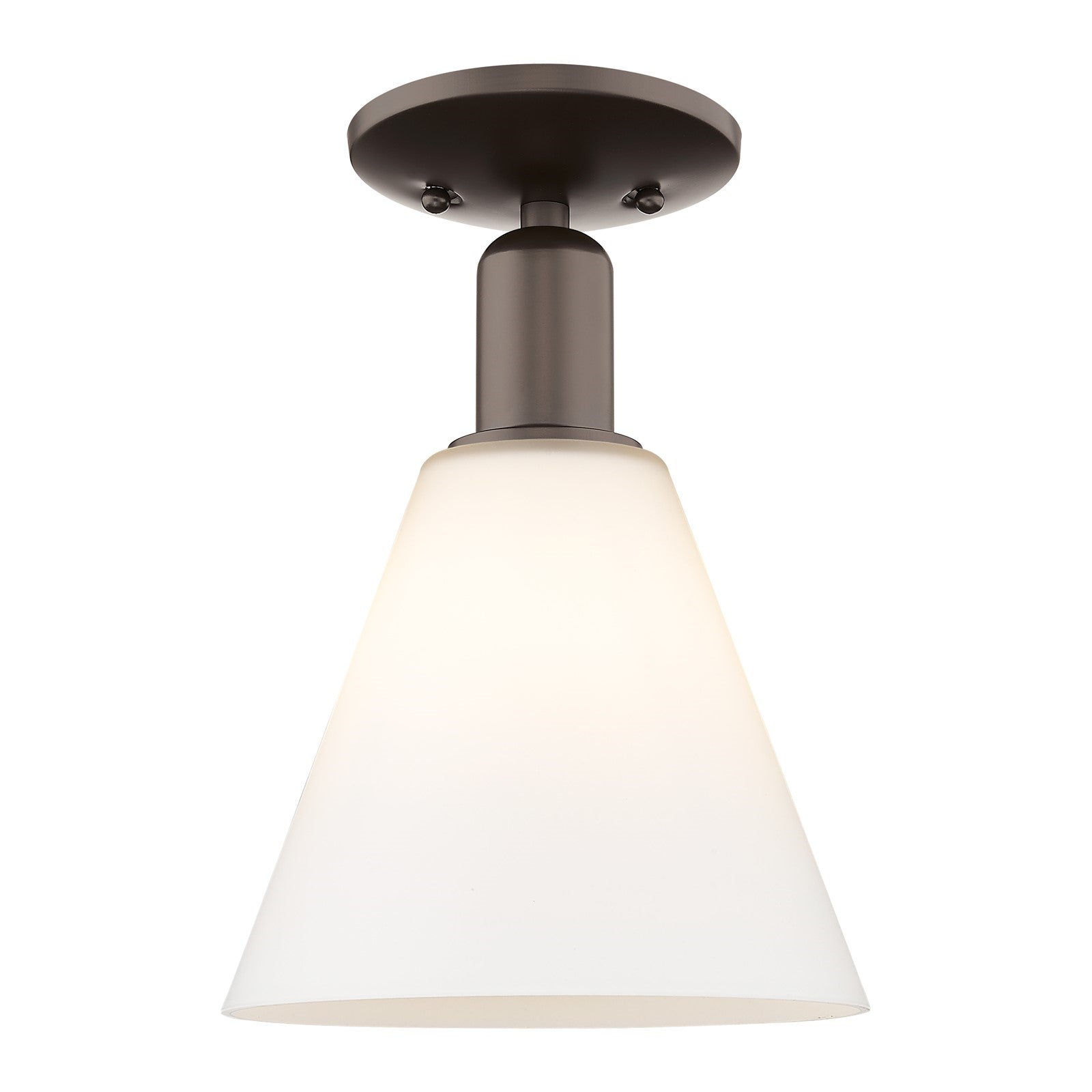 Innovations Berkshire Glass 8in 1-Light Semi-Flush Mount | Industrial Oil Rubbed Bronze Steel and Matte White Glass | Damp-Rated | Model 716-1C-OB-GBC-81