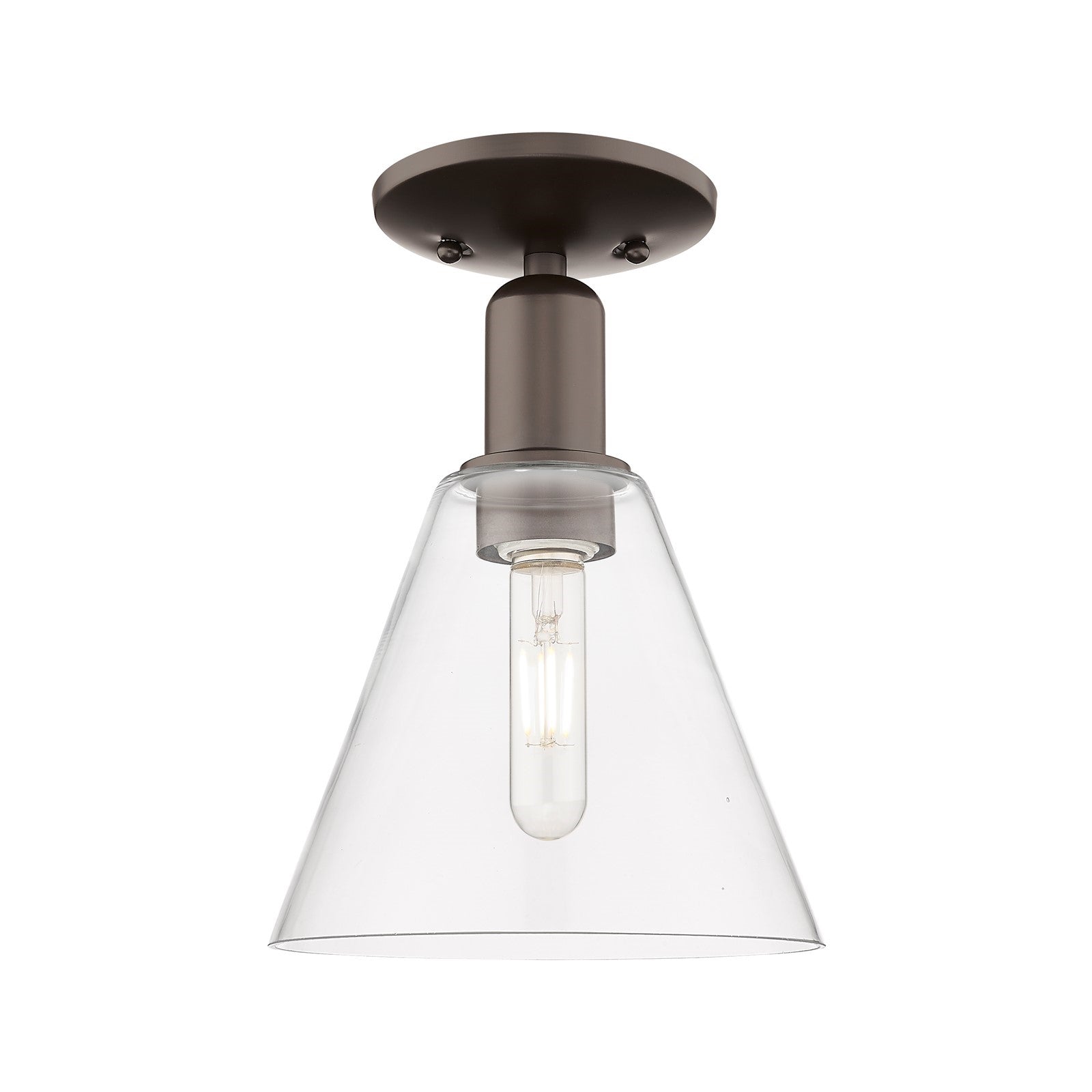 Innovations Berkshire Glass 8in 1-Light Semi-Flush Mount | Industrial Oil Rubbed Bronze Steel and Clear Glass | Entryway & | Model 716-1C-OB-GBC-82