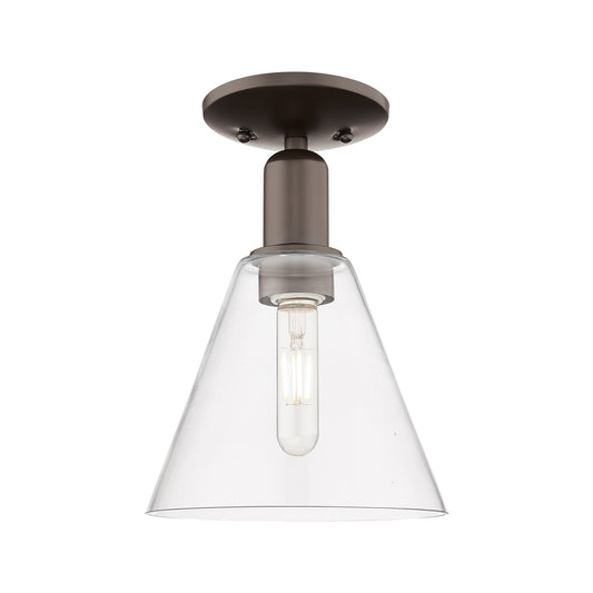 Innovations Berkshire Glass 8in 1-Light Semi-Flush Mount | Industrial Oil Rubbed Bronze Steel and Clear Glass | Entryway & | Model 716-1C-OB-GBC-82