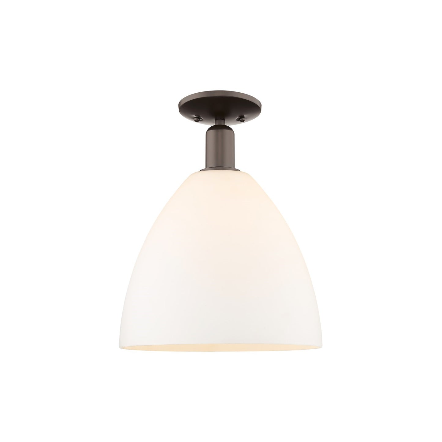 Innovations Bristol 12in 1-Light Semi-Flush Mount | Industrial Oil Rubbed Bronze Steel and Matte White Glass | Entryway & | Model 716-1C-OB-GBD-121