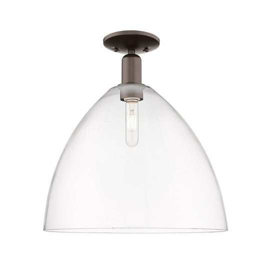 Innovations Bristol 16in 1-Light Semi-Flush Mount | Industrial Oil Rubbed Bronze Steel and Clear Glass | Entryway & Hallway | 16 | Model 716-1C-OB-GBD-162